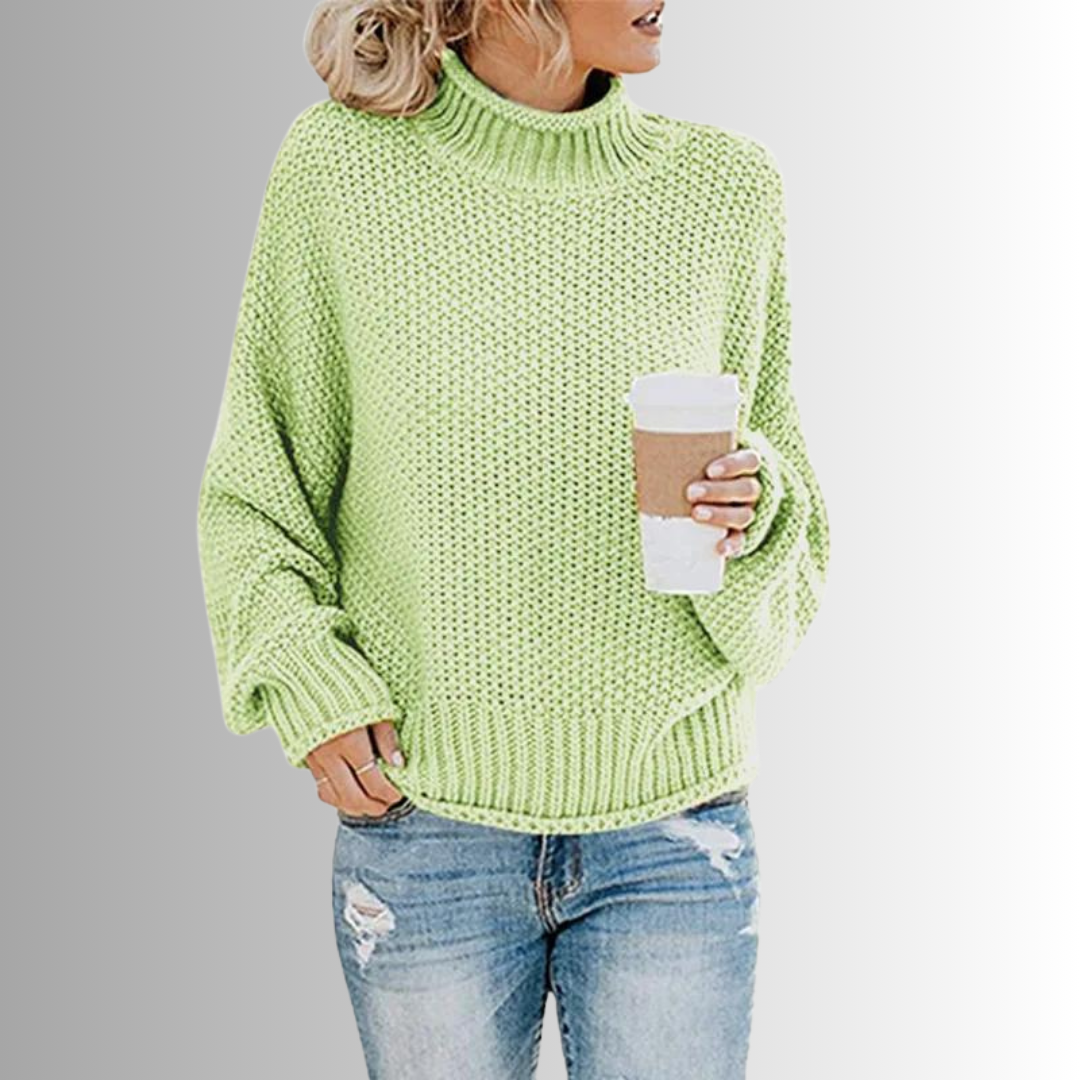 Levoire | Design Pull Femme Avec Col Haut Vert pomme