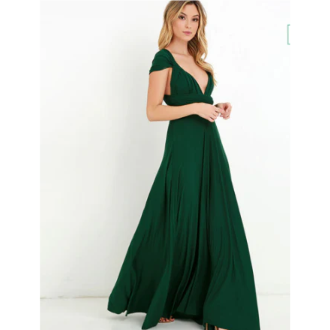 Levoire | Robe maxi portefeuille pour les invitées de mariage pour femmes Vert