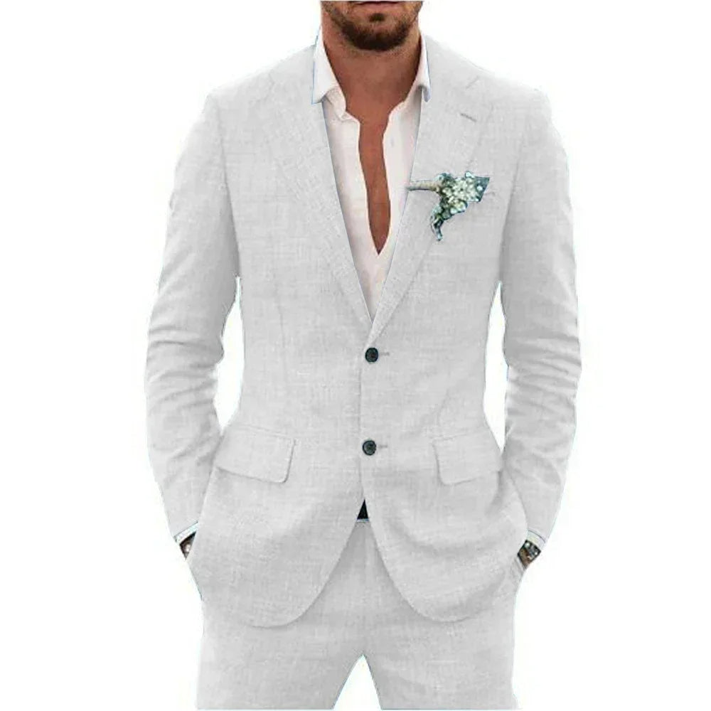 Levoire | Costume en lin pour hommes Blanc