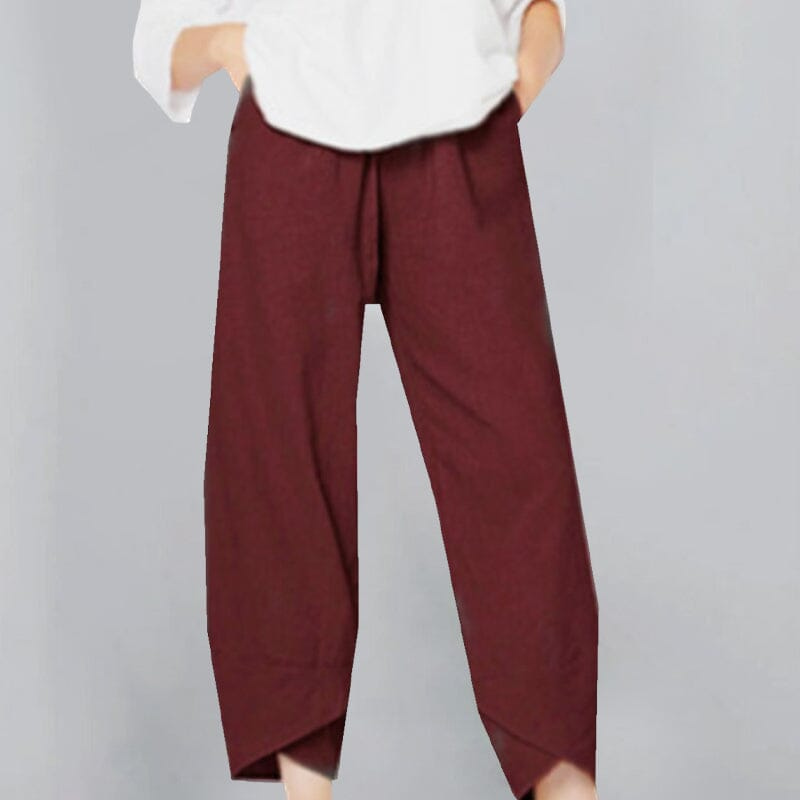 Levoire | Pantalon femme en coton léger et lin, confort d'été pour femmes Rot
