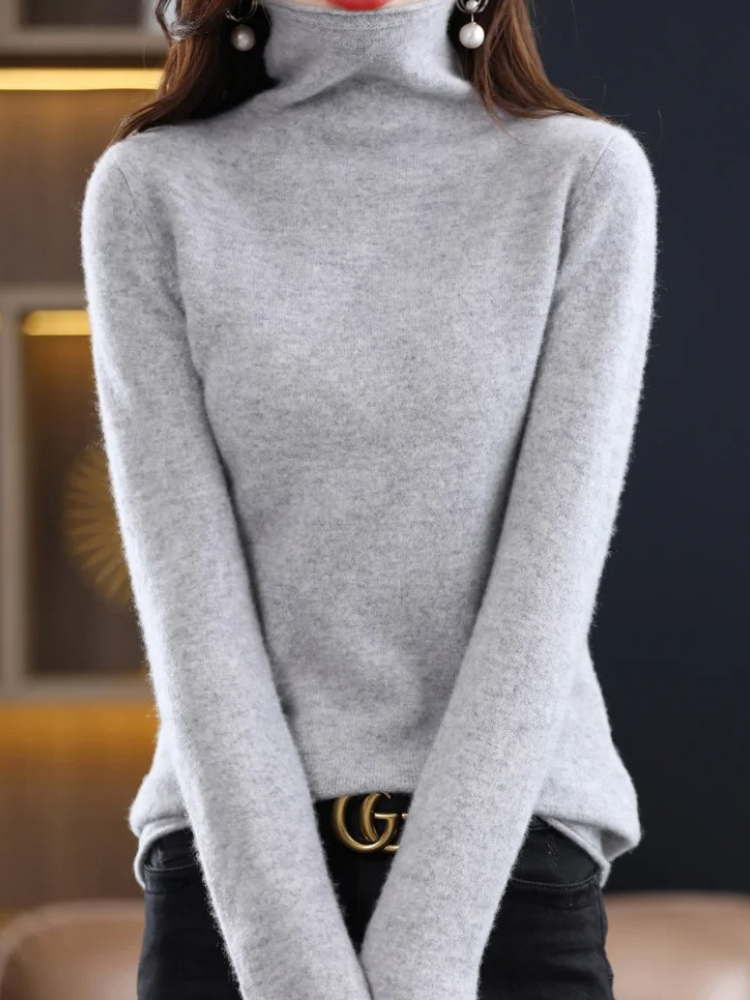 Levoire | Chemise à col pour femmes Pull élégant, doux et chaud Gris