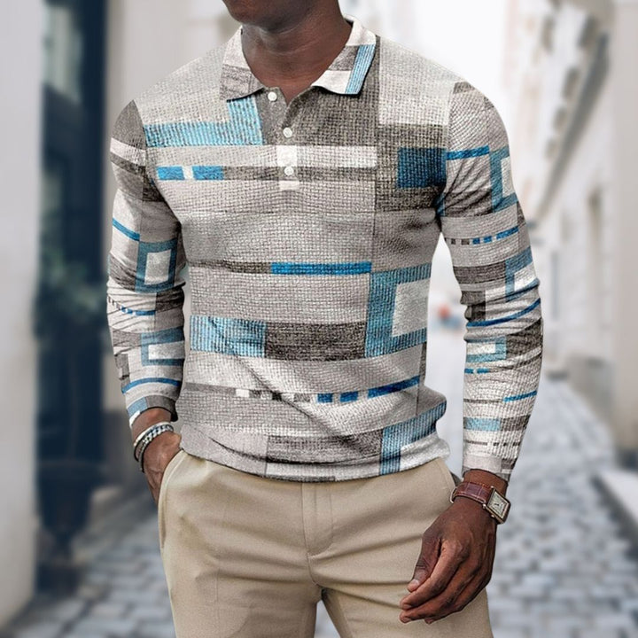 Levoire | Slim Fit Polo Pour Hommes À Mailles À Manches Longues Blanc