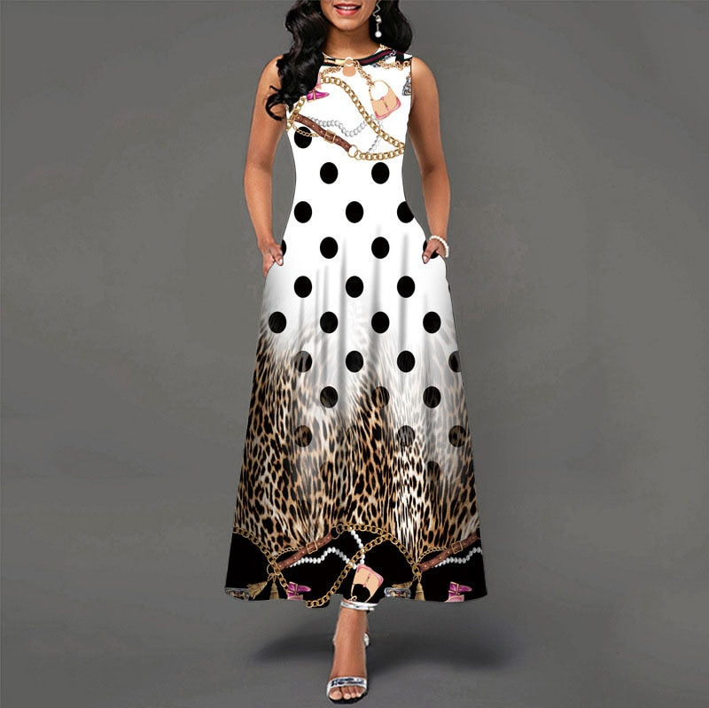 Levoire | Robe Longue Sans Manches Pour Femme Pois