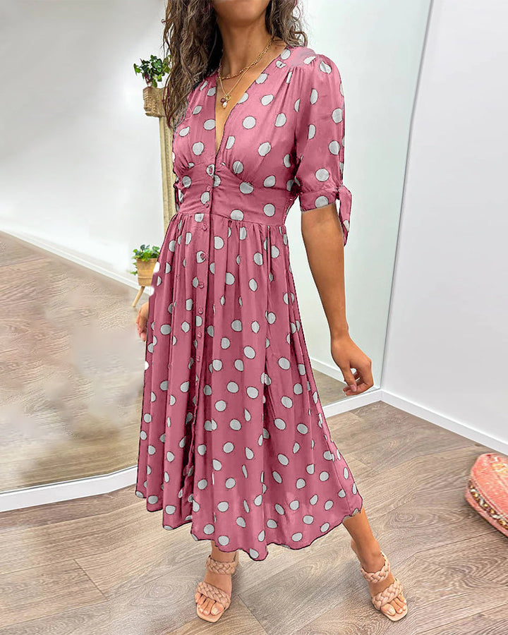 Levoire | Robe avec décolleté en V et pois