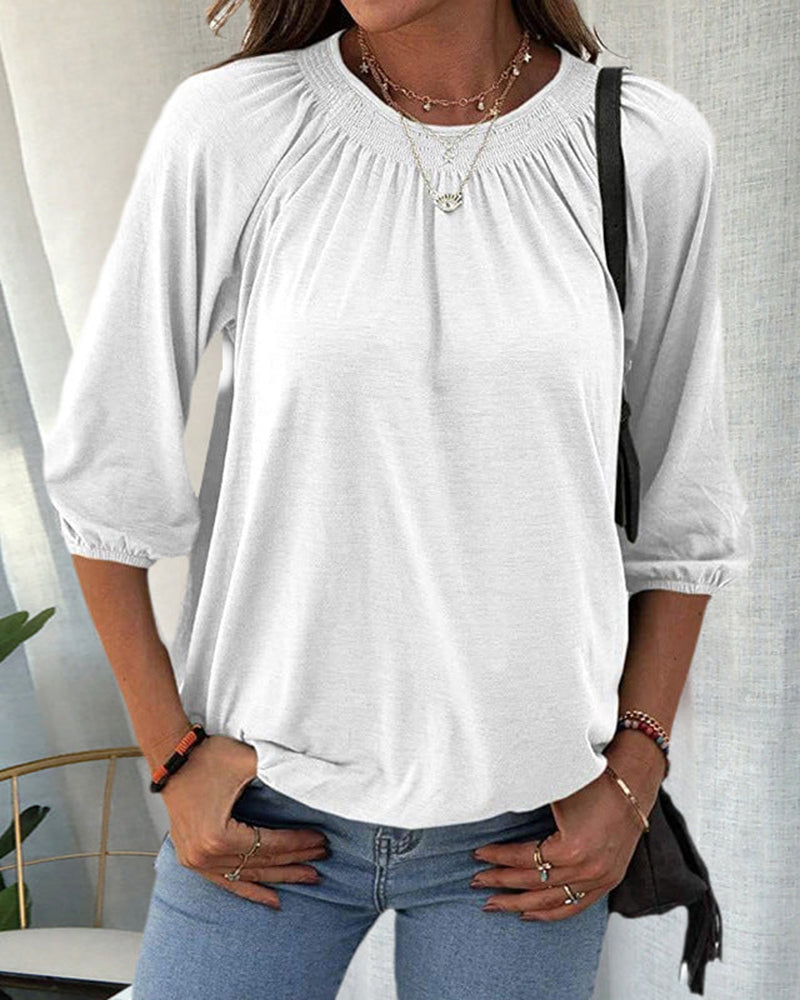 Caro™ - Blouse chic avec manches d'évêque Weiss