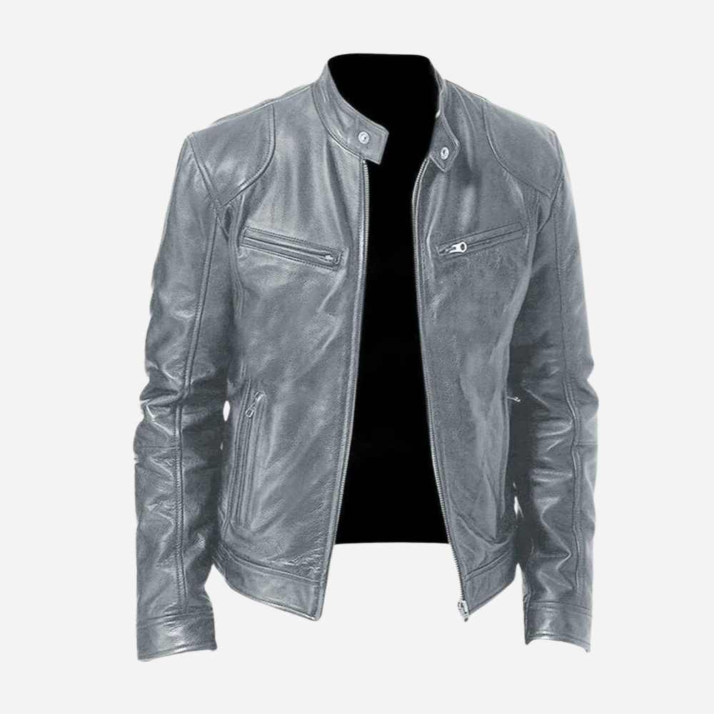Levoire | Élégante veste en cuir chaude Gris