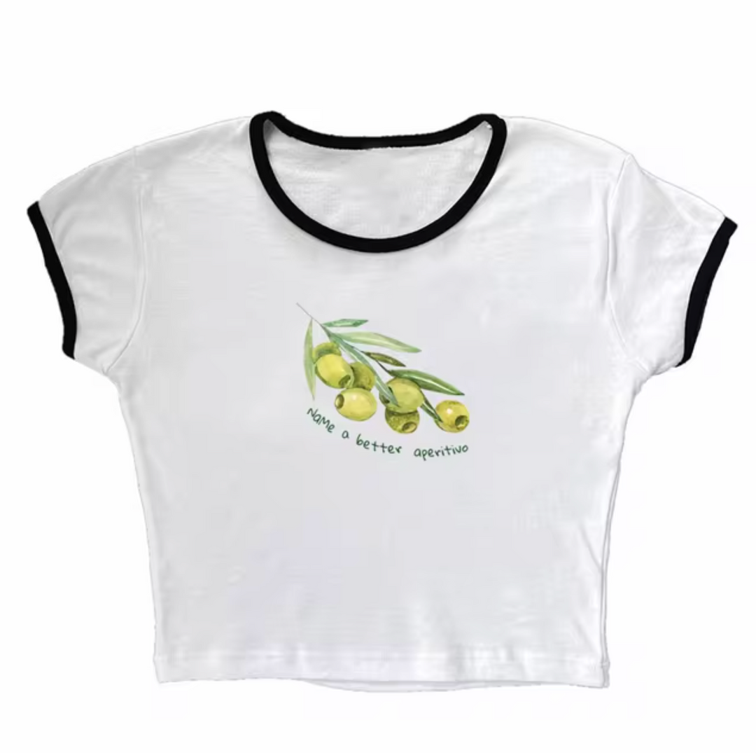 Levoire | Tops Avec Motifs D'Olives Blanc - bord noir