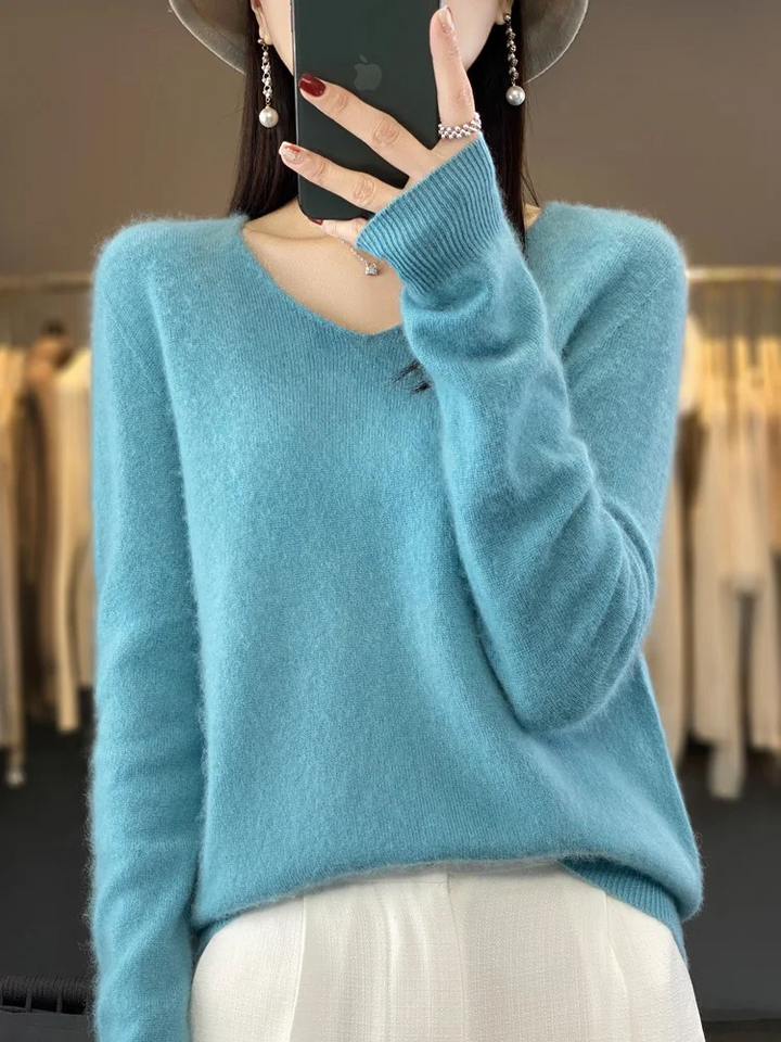 Levoire | Kashmir pull Femme Élégant Col en V, Doux & Confortable Heltturkoos