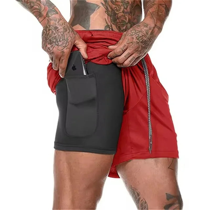 Levoire | 2 en 1 Shorts de sport pour hommes Rot