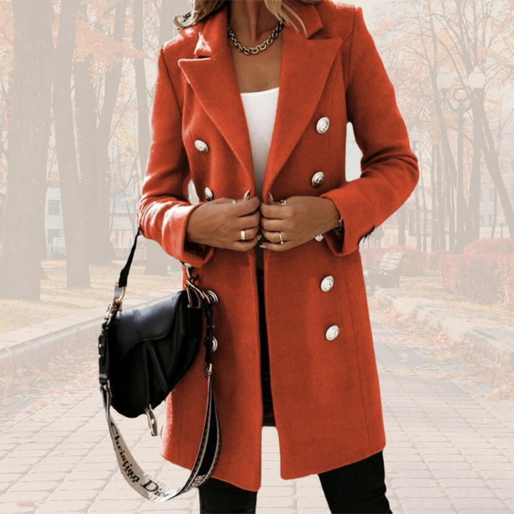 Levoire | Trench-Coat Long Élégant Au Look Avec Boutons Orange