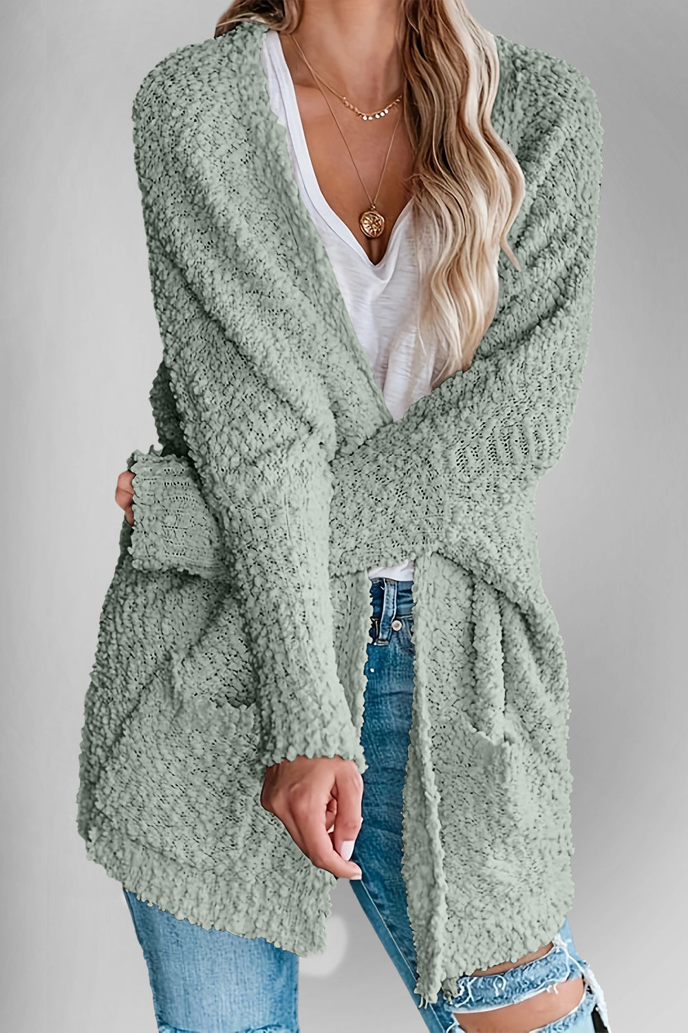 Levoire | Doppel Take Offene Front Long Manches Cardigan Avec Poches