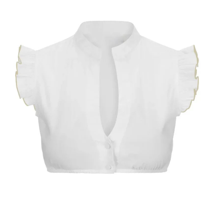 Levoire | Blouse Dirndl À Manches Courtes Pour Femmes Blanc