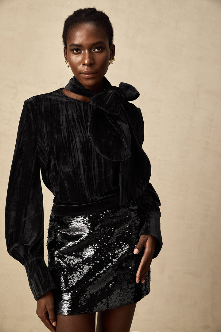Levoire | Blouse En Velours Pailleté Et Jupe Ensemble Assorti