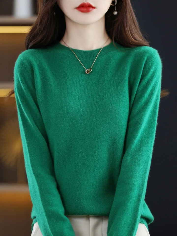 Levoire | Cachemire Tricot Femmes Col Ronde, Doux & Chaud Luxe Vert