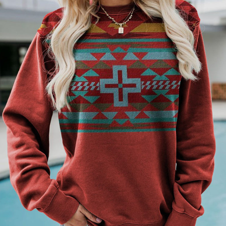 Levoire | Imprim Pull Femmes Rouge et turquoise