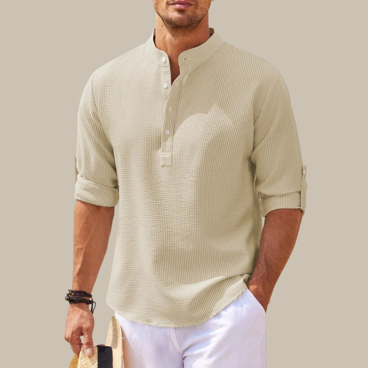 Levoire | Chemise Élégante En Lin Avec Col Mao