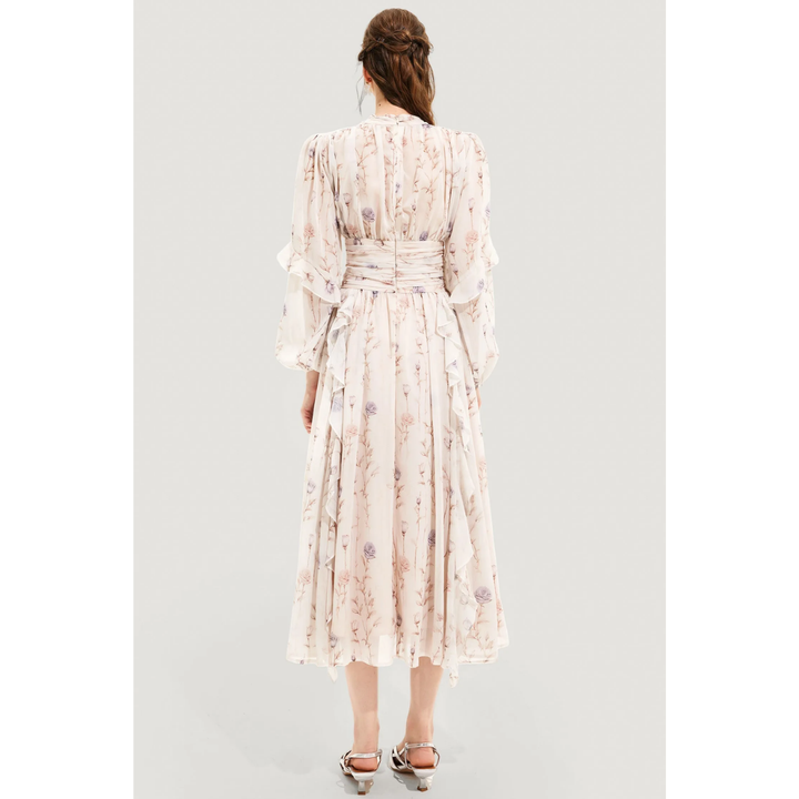 Levoire | Robe Midi à Manches Longues pour Femmes Motif Floral