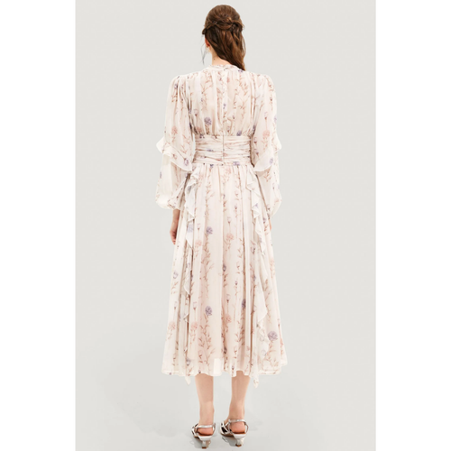 Levoire | Robe Midi à Manches Longues pour Femmes Motif Floral