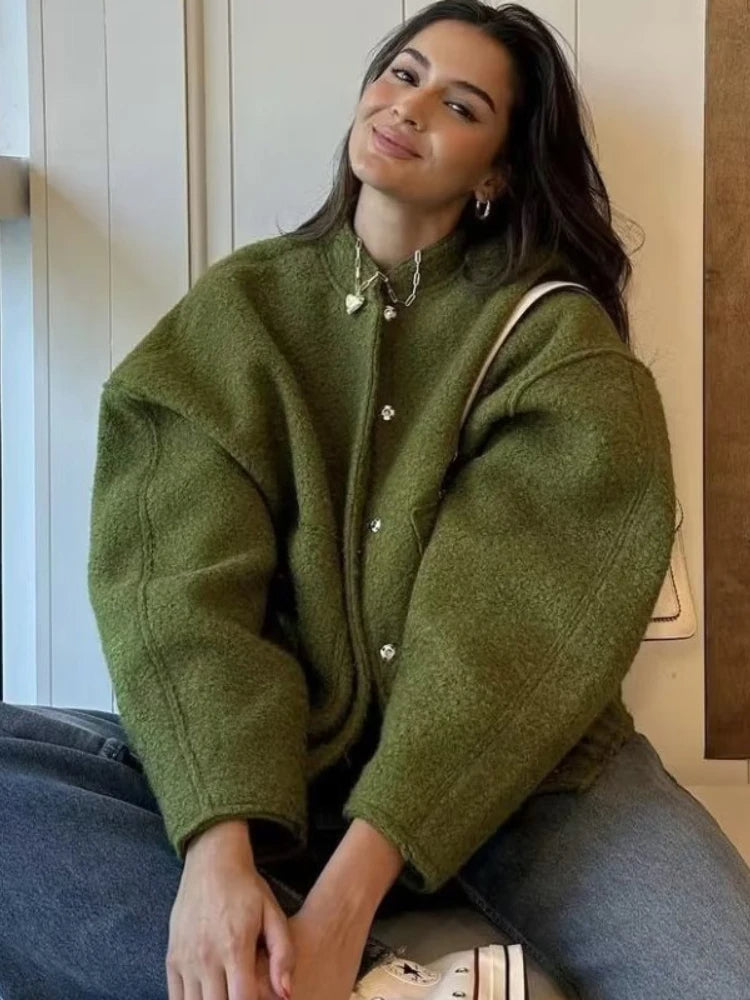 Levoire | Manteau Pour Dames Tendance Décontracté En Grande Taille Vert olive