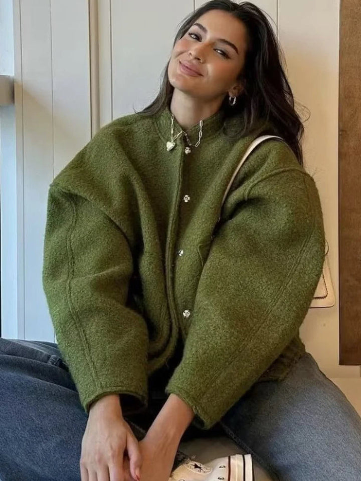 Levoire | Manteau Pour Dames Tendance Décontracté En Grande Taille Vert olive
