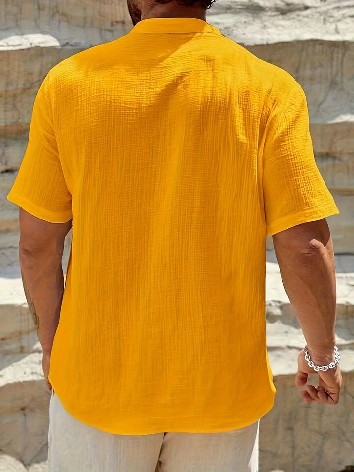 Levoire | Chemise Henley En Coton Pour Hommes À Manches Courtes