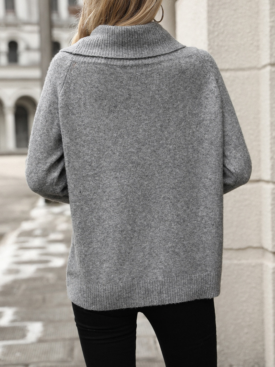 Levoire | Pull À Col Montant Décontracté Tendance Gris