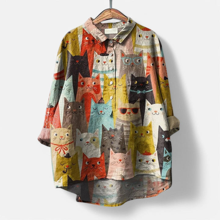 Levoire | Chemisier Tendance Avec Impression Artistique Colorée Multicolore