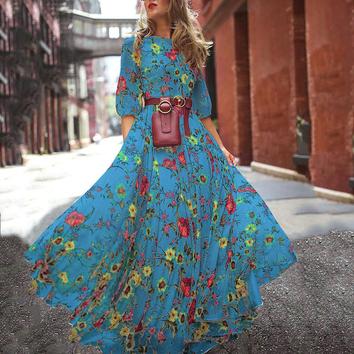 Levoire | Dress décontracté lumineux de vacances longue Jade Bleu