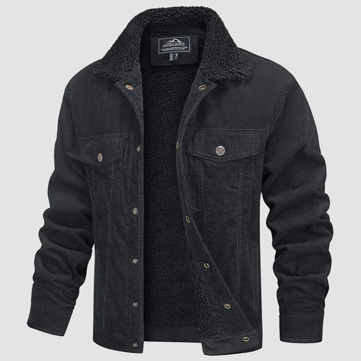 Levoire | Veste En Velours Côtelé Élégante Et Confortable Pour Homme Avec Doublure En Sherpa Gris foncé