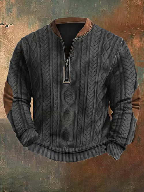 Levoire | Pull Vintage Tricoté Avec Fermeture Éclair Noir