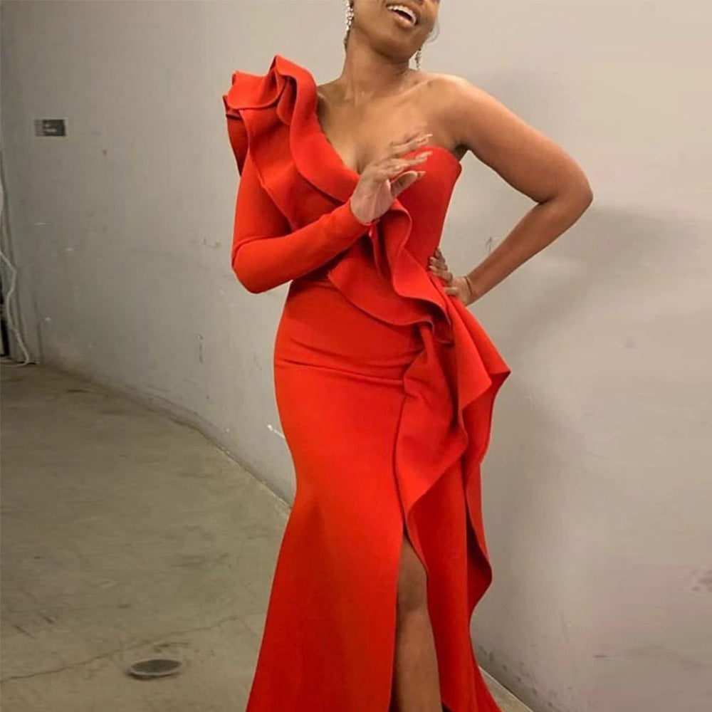 Levoire | Robe de soirée élégante asymétrique Rot