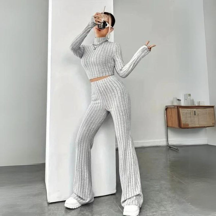 Levoire | Ensemble Luxueux En Tricot À Deux Pièces Pour Femmes Gris