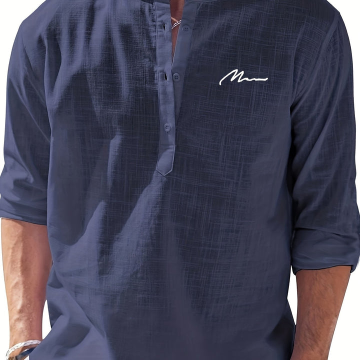 Levoire | Retro Pellavasekoite Henley-Shirt À Manches Longues