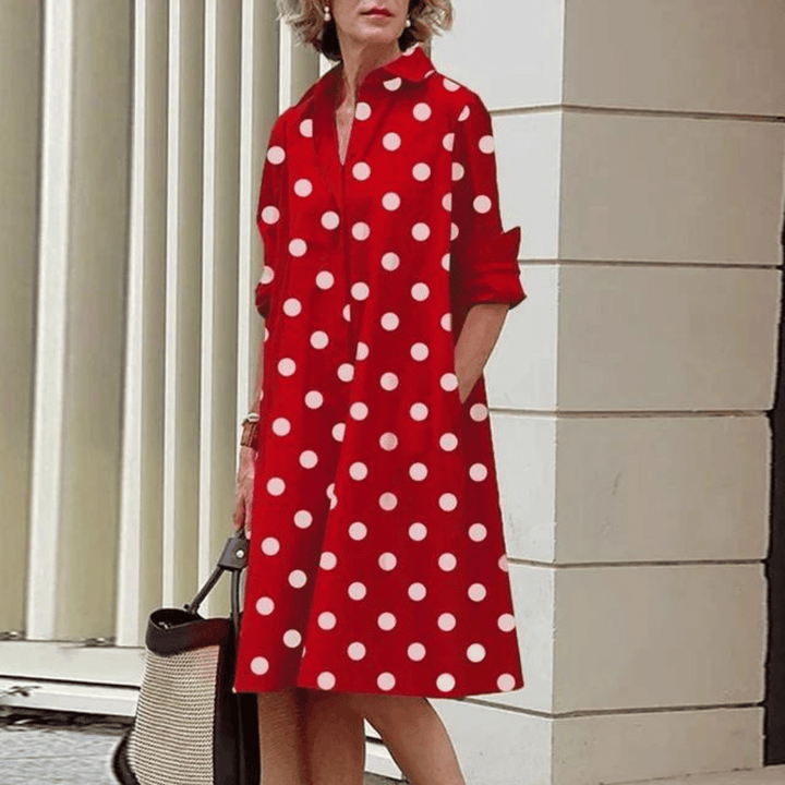 Levoire | Robe Longue Fluide Élégante Points rouges