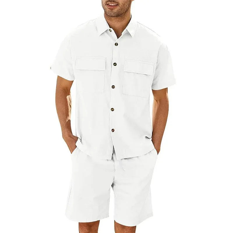 Levoire | Chemise et shorts à cordon pour hommes Blanc