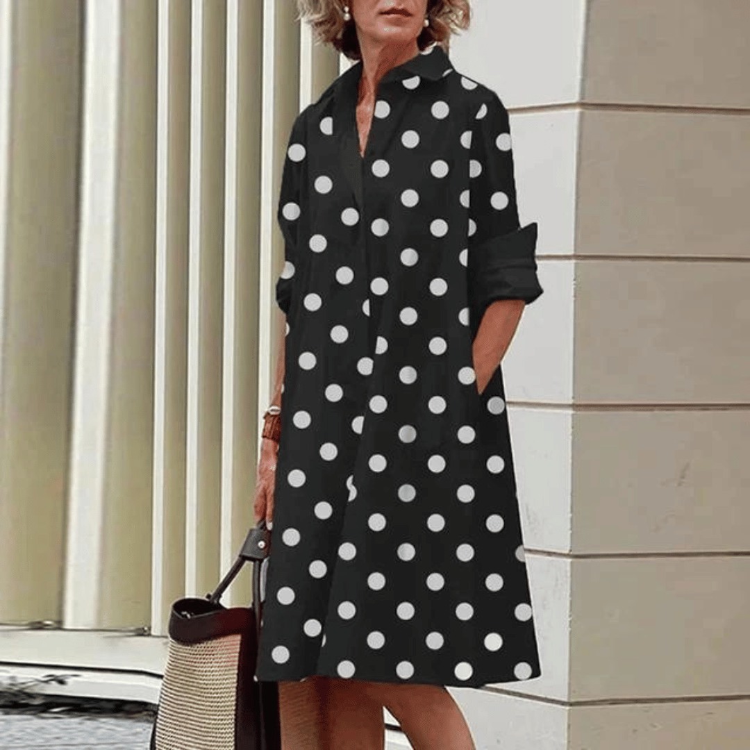 Levoire | Robe Longue Fluide Élégante Points noirs