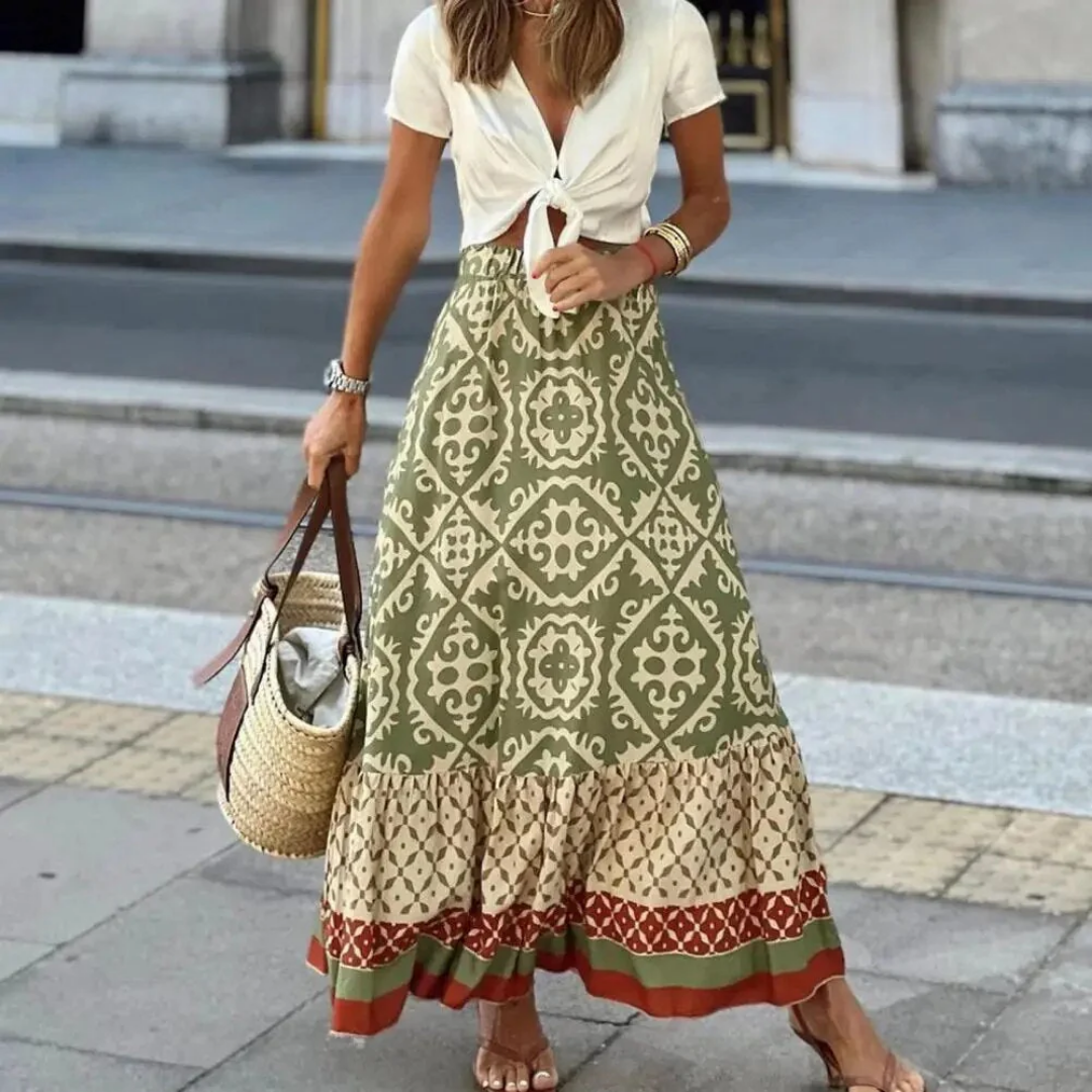 Levoire | Jupe maxi Bohème pour femmes Vert
