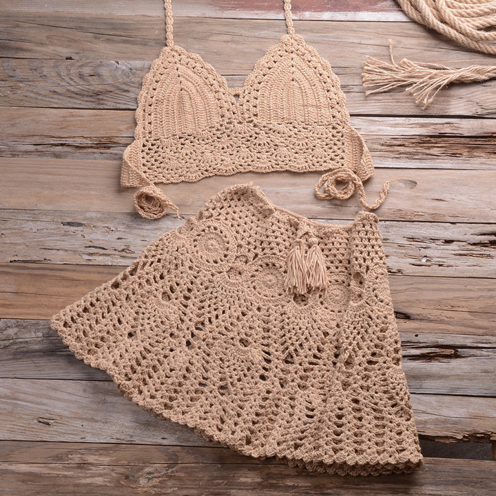 Levoire | Ensemble De Bikini En Crochet 2 Pièces Khaki