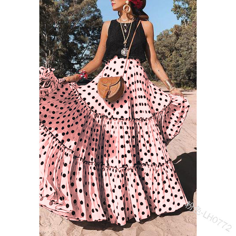 Levoire | Tendance Sexy Décontractée Plissée Jupe Longue Rosa