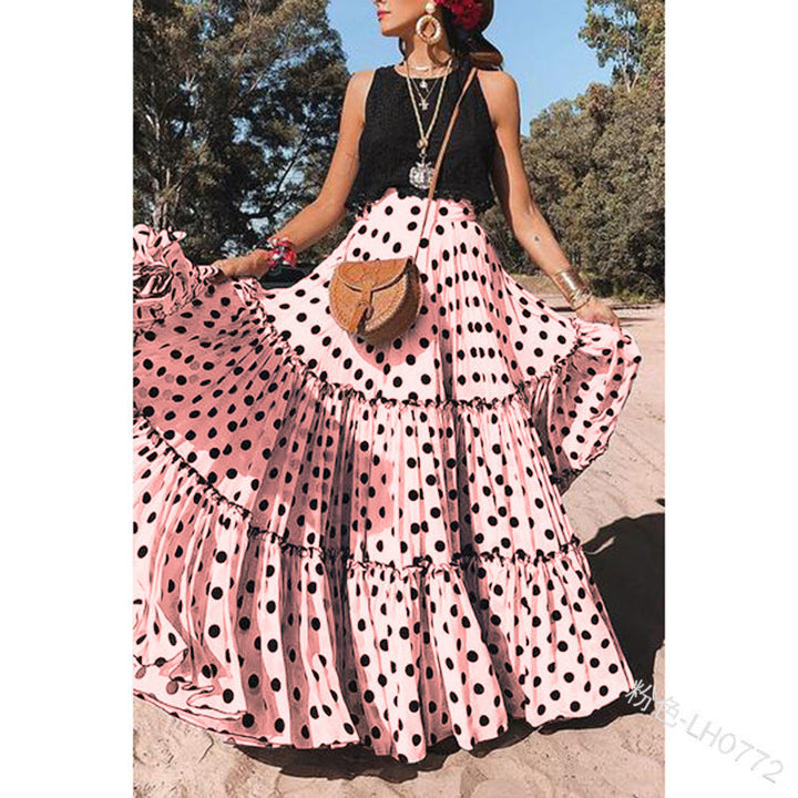 Levoire | Tendance Sexy Décontractée Plissée Jupe Longue Rosa