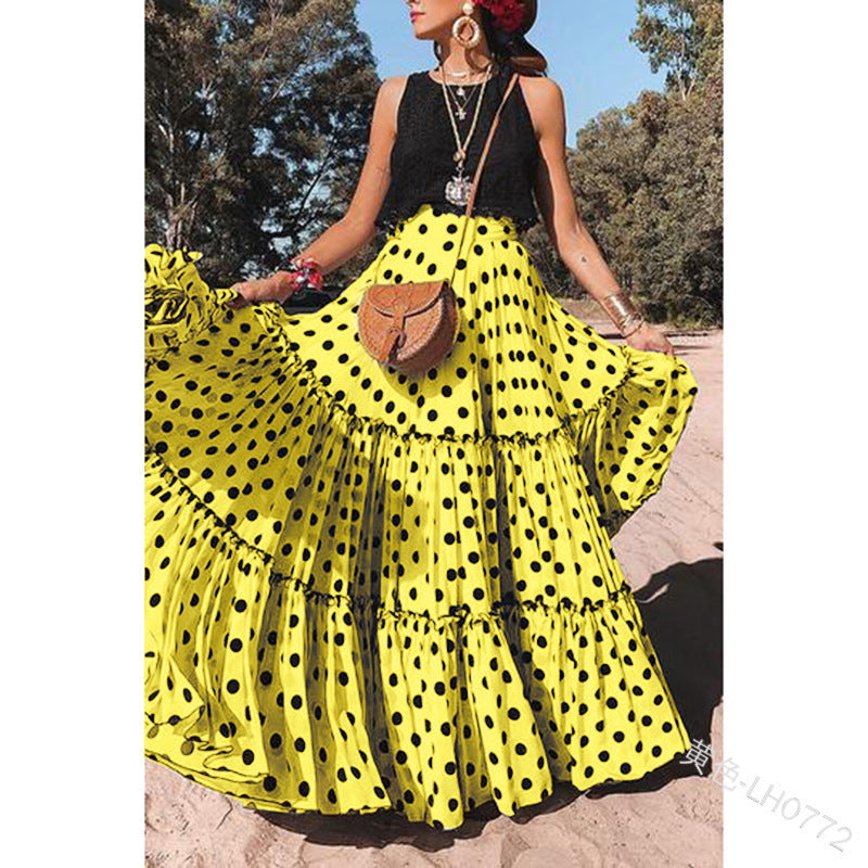 Levoire | Tendance Sexy Décontractée Plissée Jupe Longue Jaune