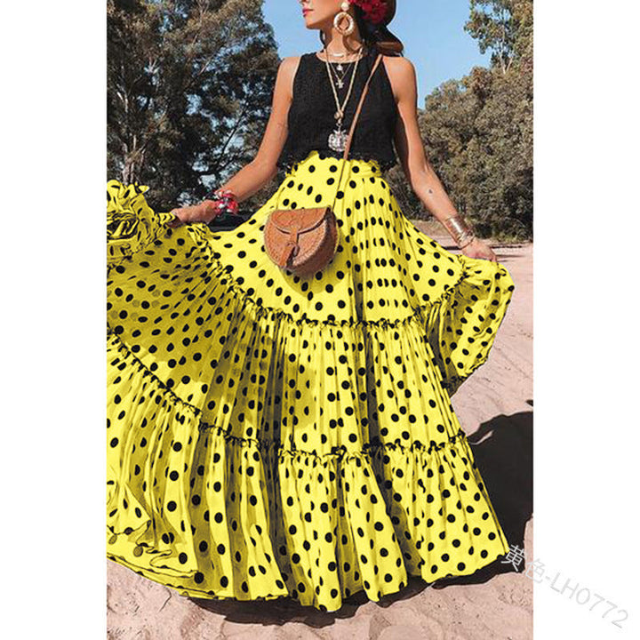 Levoire | Tendance Sexy Décontractée Plissée Jupe Longue Jaune