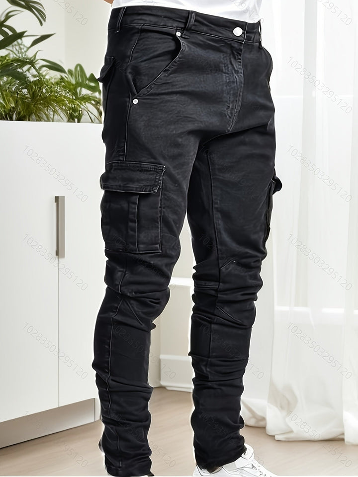 Levoire | Renno Skinny Jeans Avec Poches À Rabat Style Urbain Noir