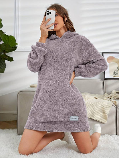 Levoire | Pull À Capuche En Teddy Chaud D'Automne Pour Femmes Lilas