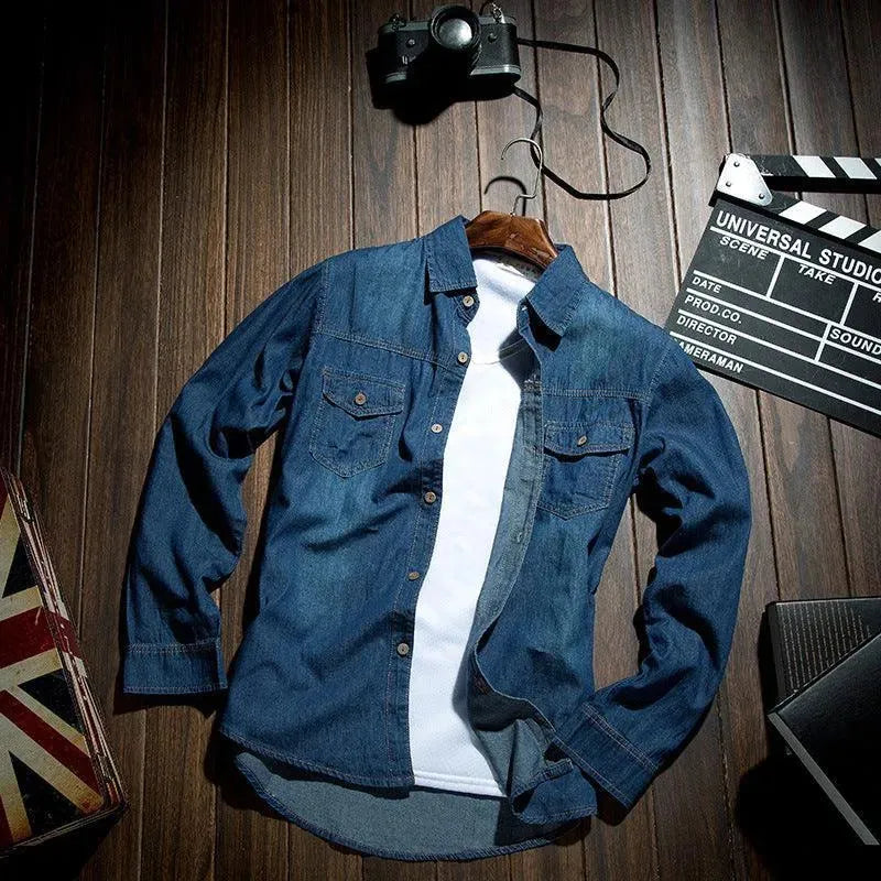 Levoire | En chemise en denim à manches longues Bleu foncé