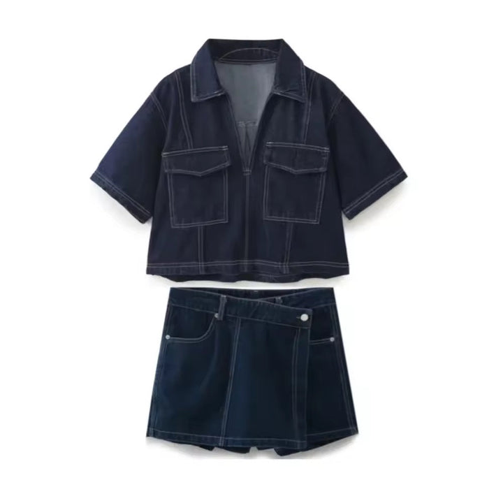 Levoire | Tenue En Jean Tendance Chic Urbain Bleu foncé