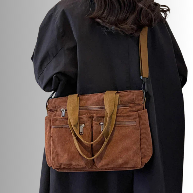 Levoire | Sac À Bandoulière En Corduroy Avec Plusieurs Poches Pour Femmes