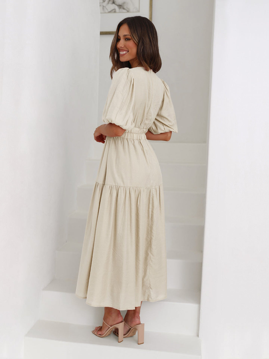 Levoire | Robe Avec Décolleté En V Et Manches Bouffantes