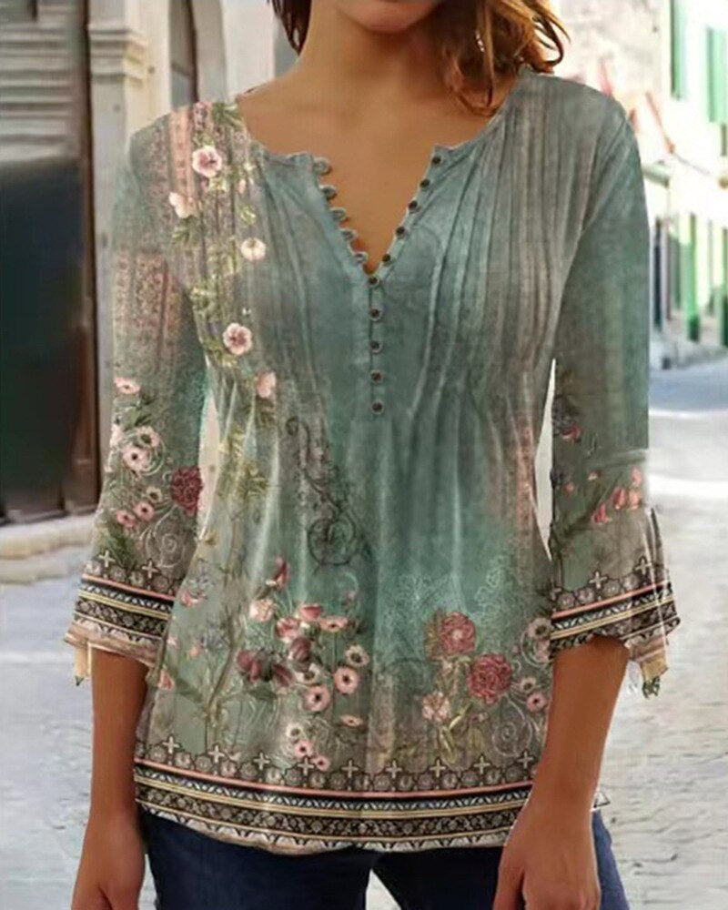 Levoire | Blouse À Motif Floral Pour Femmes Vert