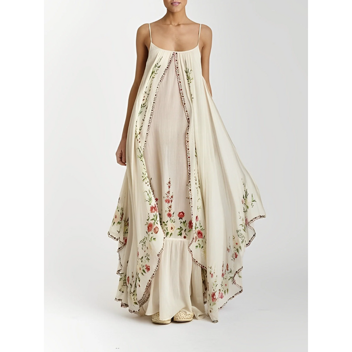Levoire | Robe maxi sans manches été pour femmes Beige